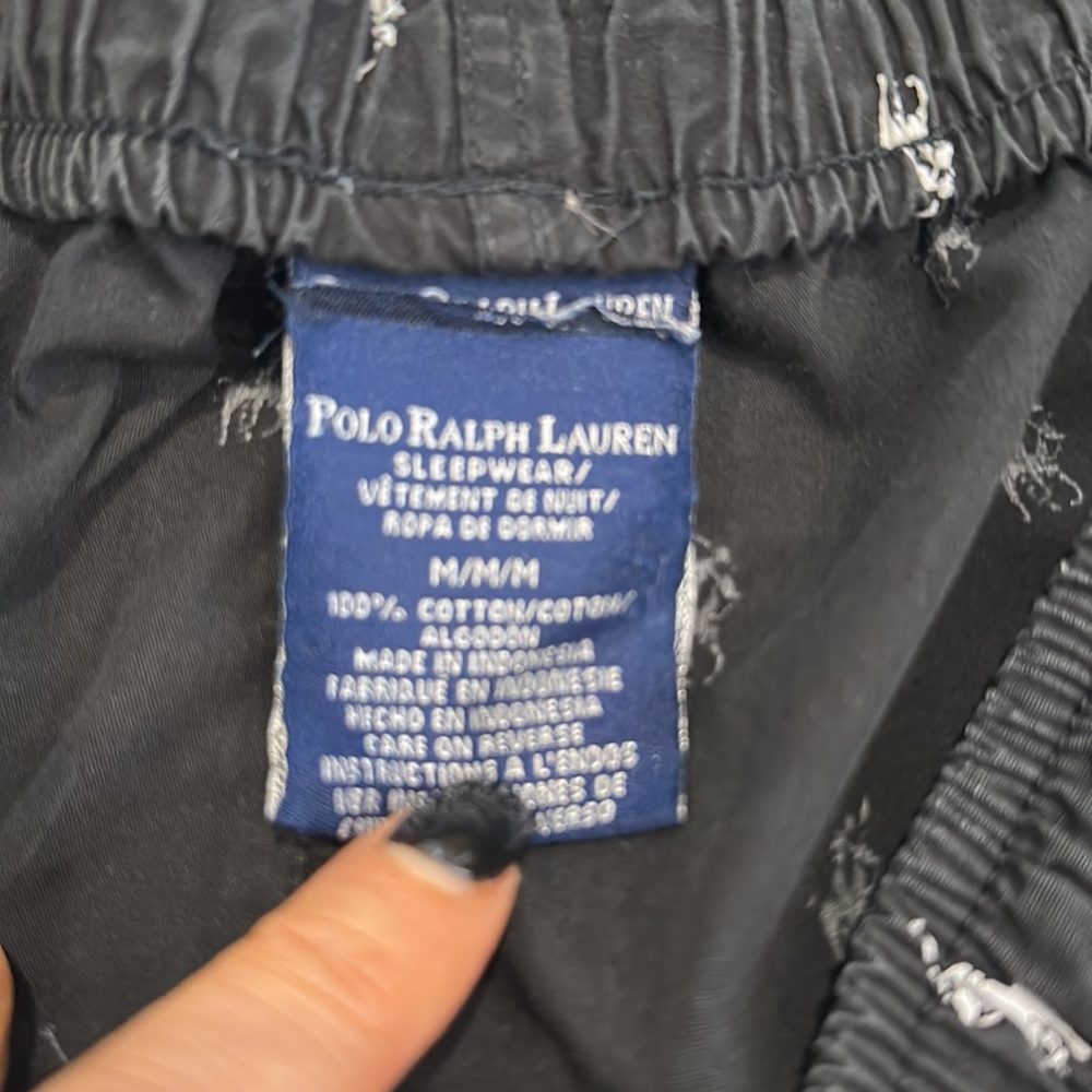 POLO RALPH LAUREN MENS LOUNGE ANN BLACK WITH MANY WHITE POLO MEN - Picture 5 of 11